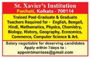 Vacancy in St.Xavier's Institution, Panihati