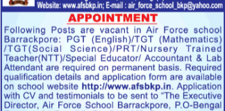 Vacancy In Air Force School, Barrackpore