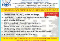 Admission open in St Francis Xavier School