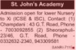 Admission open in St. John's Academy, Sheoraphuli